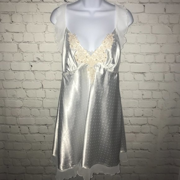 Linea Donatella Other - *LACY WHITE DOTTED CHEMISE--RHINESTONES/PEARLS